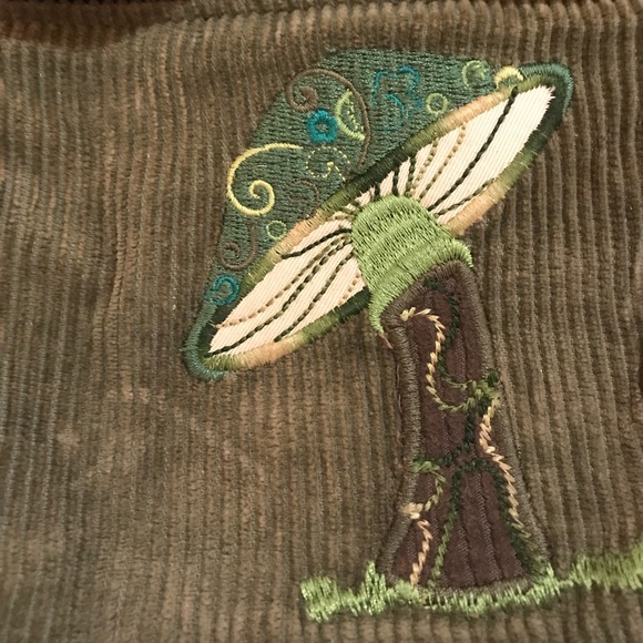 Corduroy Backpack with Mushroom Embroidery - Picture 2 of 8